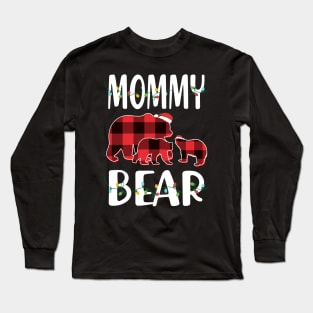 Mommy Bear Red Plaid Christmas Pajama Matching Family Gift Long Sleeve T-Shirt